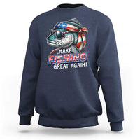 Funny Fishing Sweatshirt Make Fishing Great Again Cool Fish America Flag - Wonder Print Shop