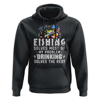 Funny Fishing Drinking Hoodie Fishing Solves Most Of My Problems Drinking Solves The Rest - Wonder Print Shop