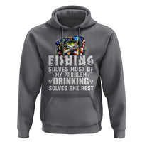 Funny Fishing Drinking Hoodie Fishing Solves Most Of My Problems Drinking Solves The Rest - Wonder Print Shop