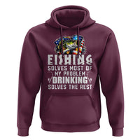 Funny Fishing Drinking Hoodie Fishing Solves Most Of My Problems Drinking Solves The Rest - Wonder Print Shop