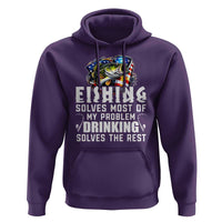 Funny Fishing Drinking Hoodie Fishing Solves Most Of My Problems Drinking Solves The Rest - Wonder Print Shop
