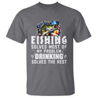 Funny Fishing Drinking T Shirt Fishing Solves Most Of My Problems Drinking Solves The Rest - Wonder Print Shop