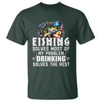Funny Fishing Drinking T Shirt Fishing Solves Most Of My Problems Drinking Solves The Rest - Wonder Print Shop