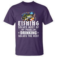 Funny Fishing Drinking T Shirt Fishing Solves Most Of My Problems Drinking Solves The Rest - Wonder Print Shop