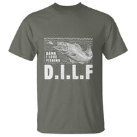 Funny Fisherman T Shirt DILF Damn I Love Fishing - Wonder Print Shop