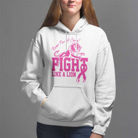 Pink Breast Cancer Hoodie Fight Like A Lion Roar For A Cure - Wonder Print Shop