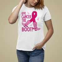 Breast Cancer T Shirt For Women Give Cancer The Boot Cowgirl Western Cowboy - Wonder Print Shop