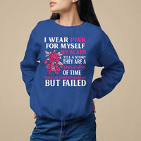 Pink Breast Cancer Sweatshirt I Wear Pink For Myself My Scars Tell A Story - Wonder Print Shop