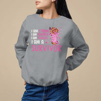 Pink Breast Cancer Sweatshirt I Am A Survivor Strong Powerful Fearless - Wonder Print Shop