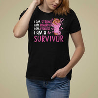 Pink Breast Cancer T Shirt For Women I Am A Survivor Strong Powerful Fearless - Wonder Print Shop