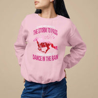 Breast Cancer Sweatshirt Pink Horse Racing Learning To Dance In The Rain - Wonder Print Shop