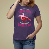 Breast Cancer T Shirt For Women Pink Horse Racing Learning To Dance In The Rain - Wonder Print Shop