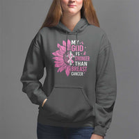 My God Is Stronger Than Breast Cancer Hoodie Christian Sunflower American Flag - Wonder Print Shop