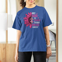 My God Is Stronger Than Breast Cancer T Shirt For Women Christian Sunflower American Flag - Wonder Print Shop