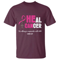 Male Breast Cancer T Shirt He Can Heal Cancer Christian - Wonder Print Shop