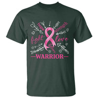 Breast Cancer Warrior T Shirt Love Fight Strength Hope Arrow Pink Ribbon - Wonder Print Shop