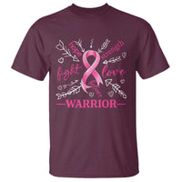 Breast Cancer Warrior T Shirt Love Fight Strength Hope Arrow Pink Ribbon - Wonder Print Shop
