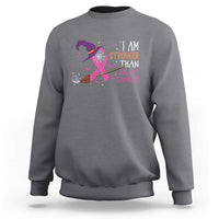 I Am Stronger Than Breast Cancer Halloween Witch Sweatshirt - Wonder Print Shop
