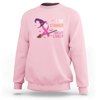 I Am Stronger Than Breast Cancer Halloween Witch Sweatshirt - Wonder Print Shop