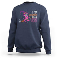 I Am Stronger Than Breast Cancer Halloween Witch Sweatshirt - Wonder Print Shop