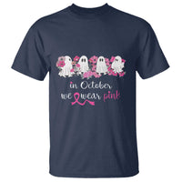 Pink Breast Cancer T Shirt In October We Wear Pink Pink Ghost Halloween - Wonder Print Shop