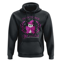Breast Cancer Halloween Hoodie In October We Wear Pink Cute Pink Ghost - Wonder Print Shop