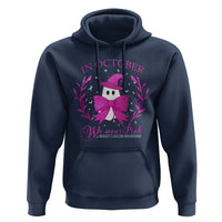 Breast Cancer Halloween Hoodie In October We Wear Pink Cute Pink Ghost - Wonder Print Shop