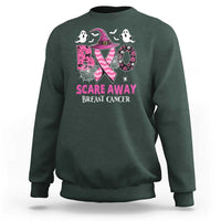 Pink Breast Cancer Halloween Sweatshirt Boo Scare Away Pink Ribbon Witch - Wonder Print Shop