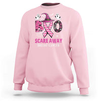 Pink Breast Cancer Halloween Sweatshirt Boo Scare Away Pink Ribbon Witch - Wonder Print Shop
