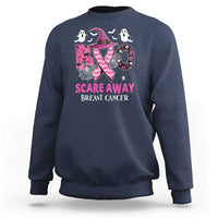 Pink Breast Cancer Halloween Sweatshirt Boo Scare Away Pink Ribbon Witch - Wonder Print Shop