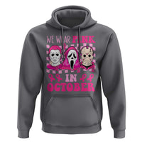 Breast Cancer Halloween Hoodie In October We Wear Pink Horror Character - Wonder Print Shop