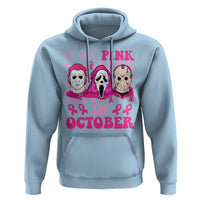 Breast Cancer Halloween Hoodie In October We Wear Pink Horror Character - Wonder Print Shop