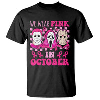 Breast Cancer Halloween T Shirt In October We Wear Pink Horror Character - Wonder Print Shop