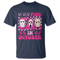 Breast Cancer Halloween T Shirt In October We Wear Pink Horror Character - Wonder Print Shop