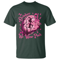 Breast Cancer Halloween T Shirt In October We Wear Pink Witch - Wonder Print Shop