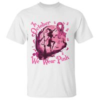 Breast Cancer Halloween T Shirt In October We Wear Pink Witch - Wonder Print Shop