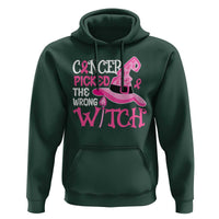 Breast Cancer Halloween Hoodie Cancer Picked The Wrong Witch - Wonder Print Shop