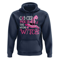 Breast Cancer Halloween Hoodie Cancer Picked The Wrong Witch - Wonder Print Shop