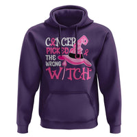 Breast Cancer Halloween Hoodie Cancer Picked The Wrong Witch - Wonder Print Shop