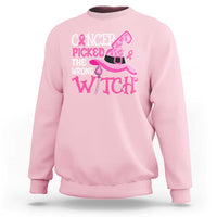 Breast Cancer Halloween Sweatshirt Cancer Picked The Wrong Witch - Wonder Print Shop