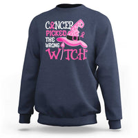 Breast Cancer Halloween Sweatshirt Cancer Picked The Wrong Witch - Wonder Print Shop