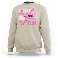 Breast Cancer Halloween Sweatshirt Cancer Picked The Wrong Witch - Wonder Print Shop