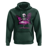 Pink Breast Cancer Hoodie Cute Ballerina Skeleton Ribbon Buterfly - Wonder Print Shop