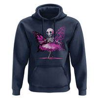 Pink Breast Cancer Hoodie Cute Ballerina Skeleton Ribbon Buterfly - Wonder Print Shop