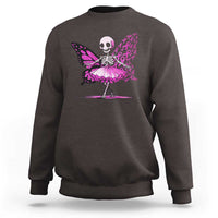 Pink Breast Cancer Sweatshirt Cute Ballerina Skeleton Ribbon Buterfly - Wonder Print Shop