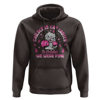 Breast Cancer Childless Cat Lady Hoodie In October We Wear Pink - Wonder Print Shop