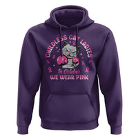 Breast Cancer Childless Cat Lady Hoodie In October We Wear Pink - Wonder Print Shop