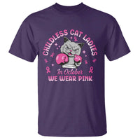 Breast Cancer Childless Cat Lady T Shirt In October We Wear Pink - Wonder Print Shop