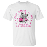 Breast Cancer Childless Cat Lady T Shirt In October We Wear Pink - Wonder Print Shop