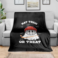 Halloween Hockey Throw Blanket Hat Trick Or Treat Ghost Player - Wonder Print Shop